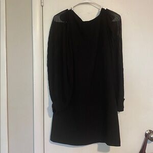 White House Black Market Bouffant Pleated Chiffon Sleeve Boat Neck Dress Size 4